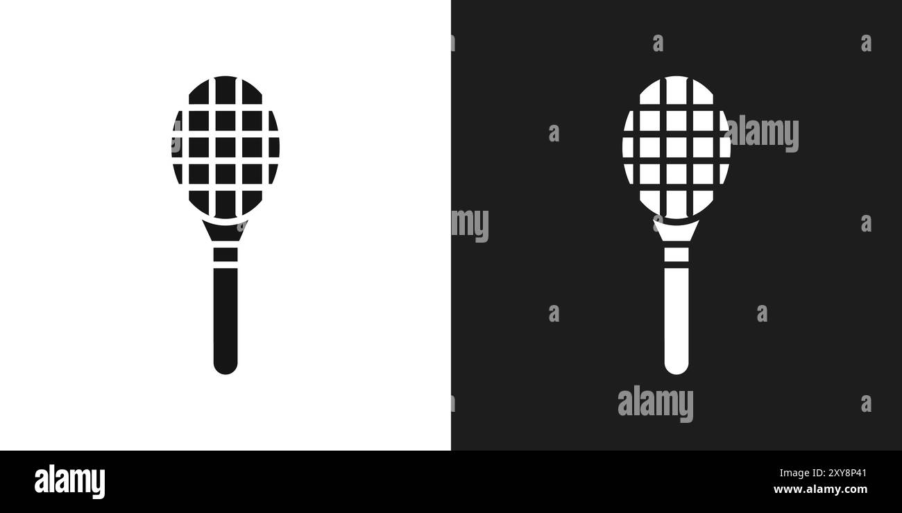Contour de vecteur de signe de logo d'icône de raquette en couleur noire et blanche Illustration de Vecteur