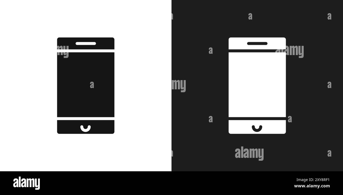 Contour vectoriel de signe de logo d'icône de smartphone en couleur noire et blanche Illustration de Vecteur