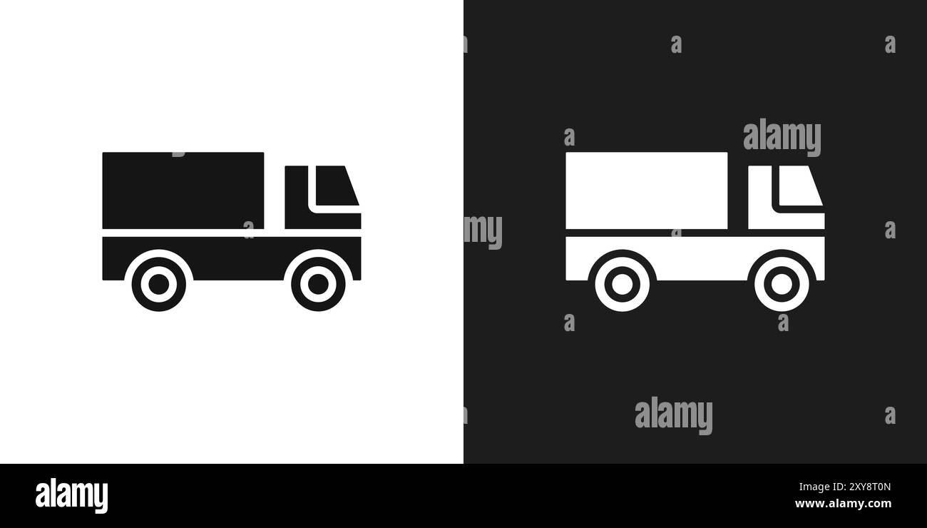 Contour de vecteur de signe de logo d'icône de camion en couleur noire et blanche Illustration de Vecteur