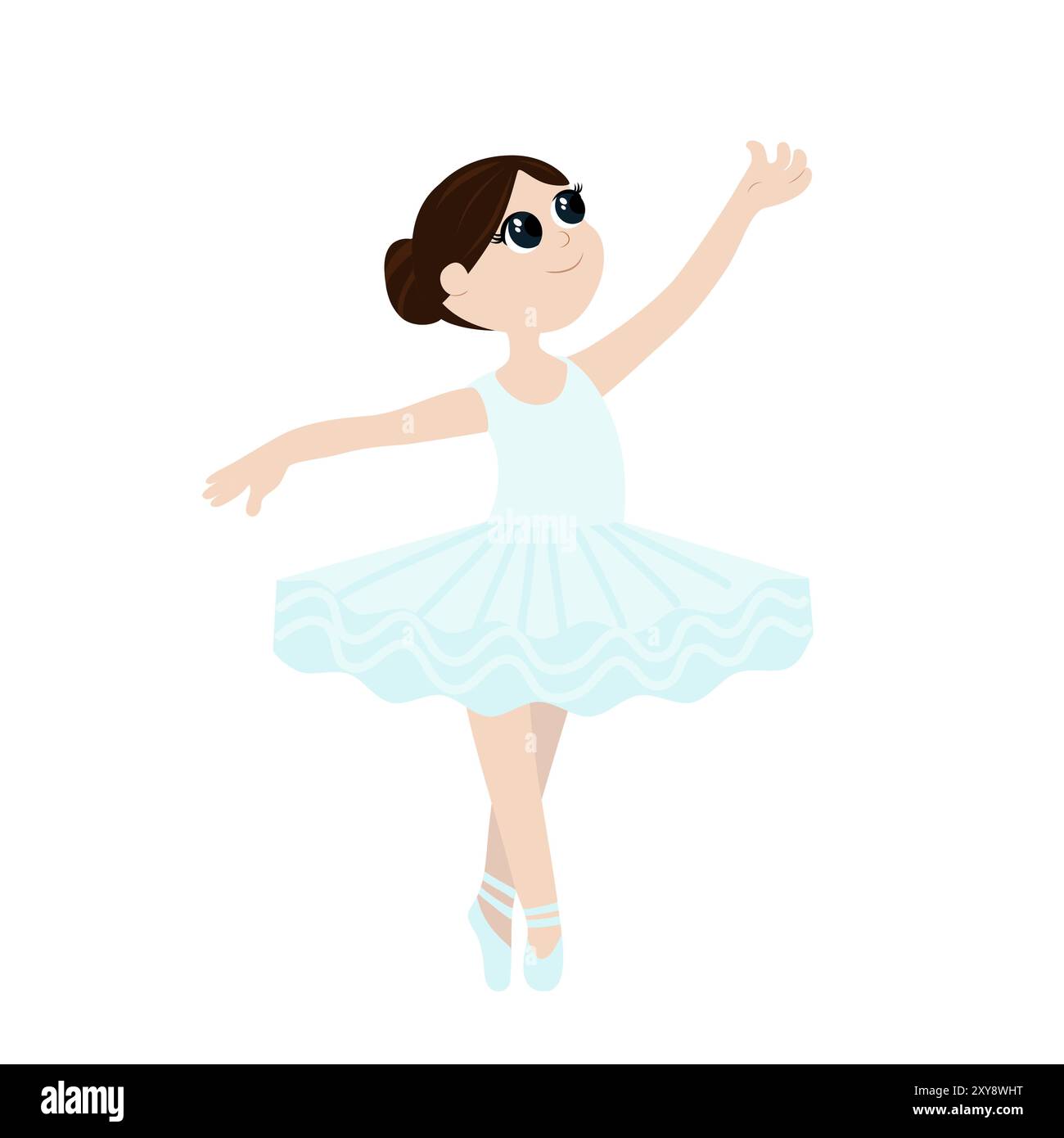 Une ballerine mignonne dans un tutu danse légèrement et gracieusement. Fille fille danseuse et elle est heureuse. Style plat de dessin animé pour la conception de l'école de danse des enfants. Illustration de Vecteur