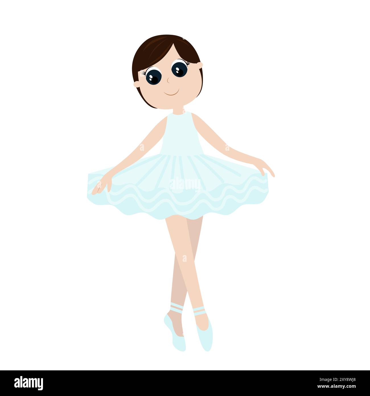 Une ballerine dans un tutu de ballet danse légèrement et gracieusement avec ses jambes croisées. Style plat de dessin animé pour la conception ou les professions de l'école de danse des enfants Illustration de Vecteur