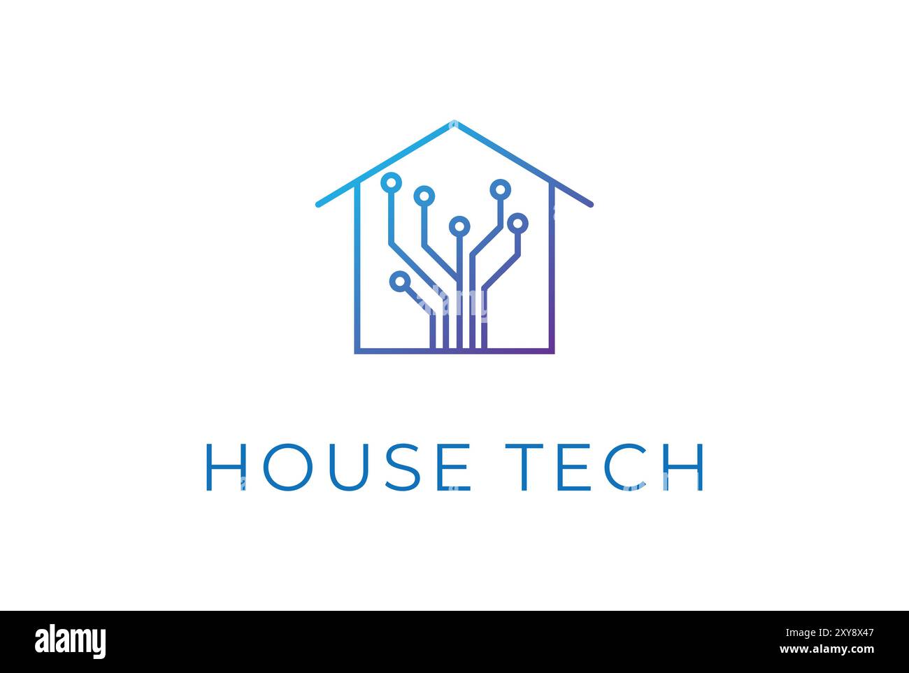 Puce de circuit électronique numérique futuriste pour Smart House Tech logo Illustration de Vecteur