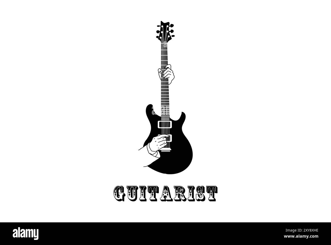 Guitare rétro vintage pour guitariste Rock Music Show concert Festival logo Design Illustration de Vecteur