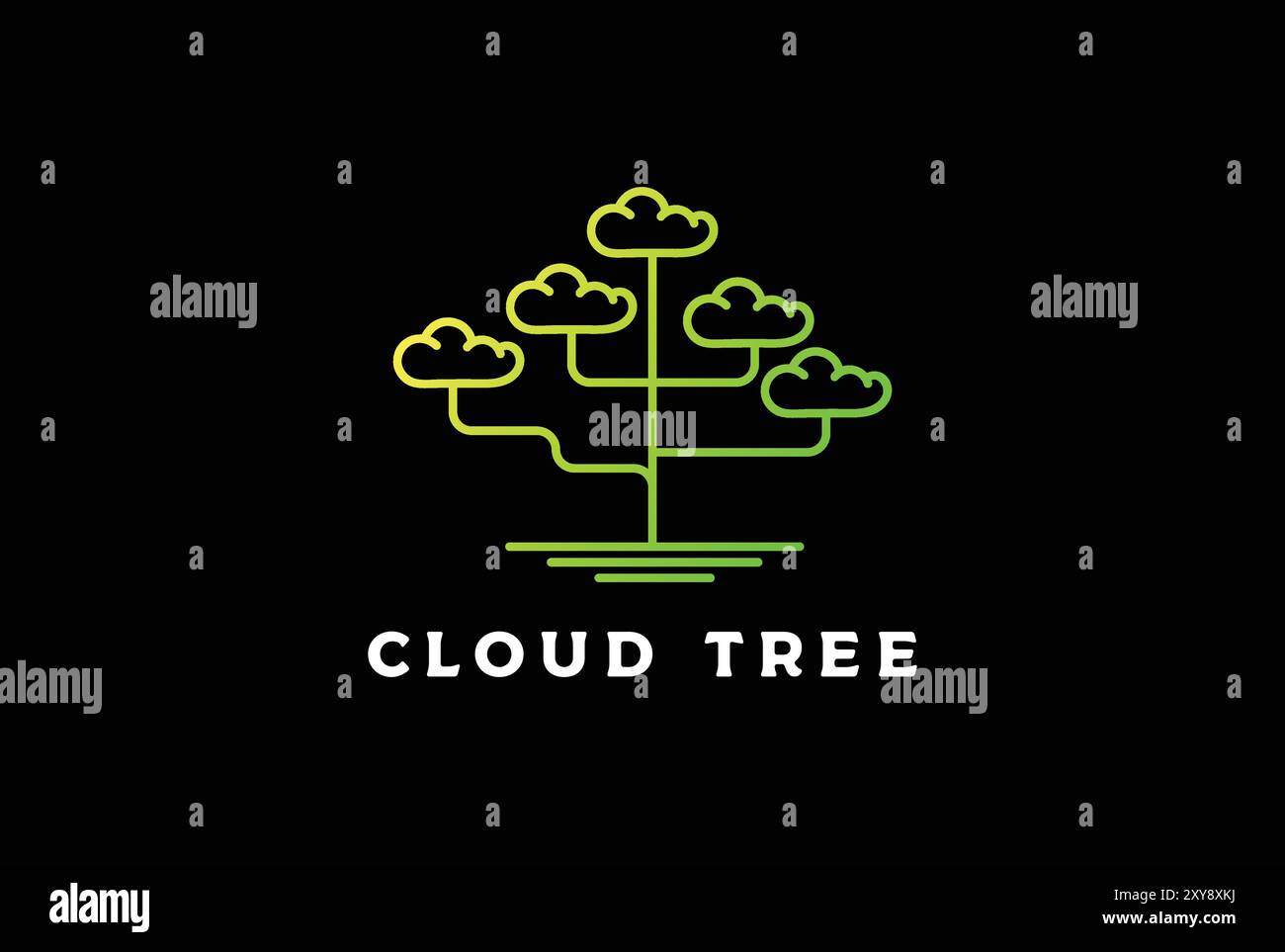 Simple arbre de nuage minimaliste pour le stockage ou la conception de logo de technologie électrique Illustration de Vecteur
