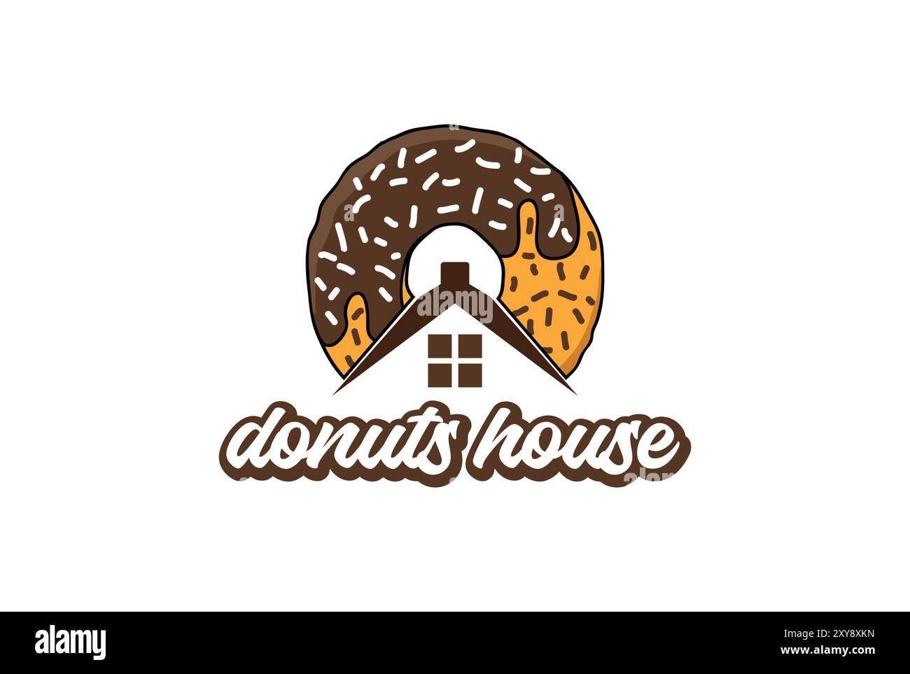 Simple Donuts House pour Bakery Store Boutique logo Design Illustration de Vecteur