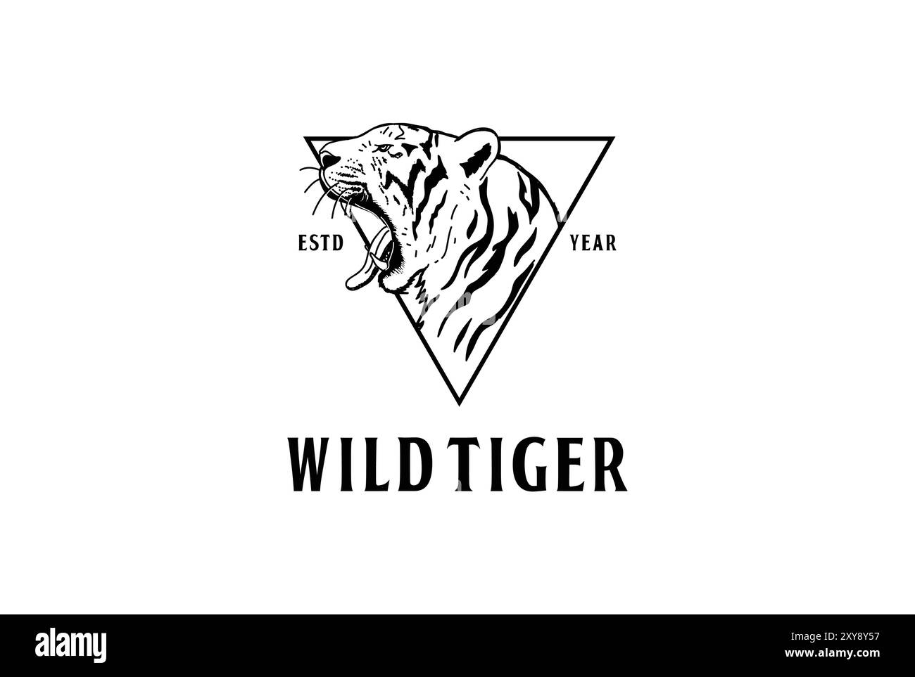 Triangle Angry Roaring Tiger Wildcat Jaguar Leopard Puma logo Illustration de Vecteur