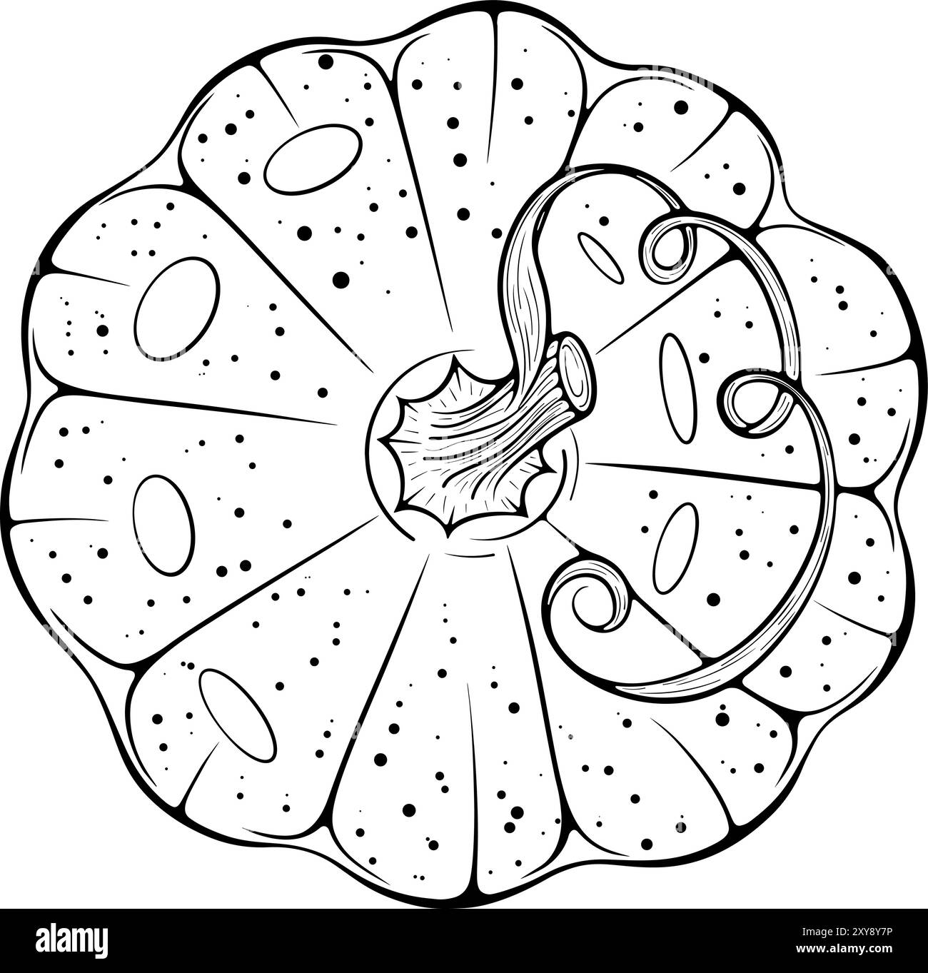 Citrouille avec ligne de queue sèche art Illustration de Vecteur