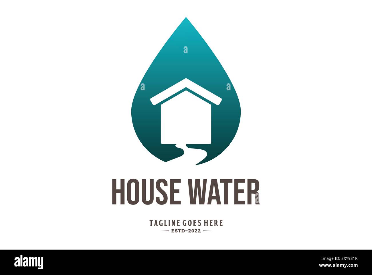 Design simple du logo de la maison River Creek Spring Illustration de Vecteur
