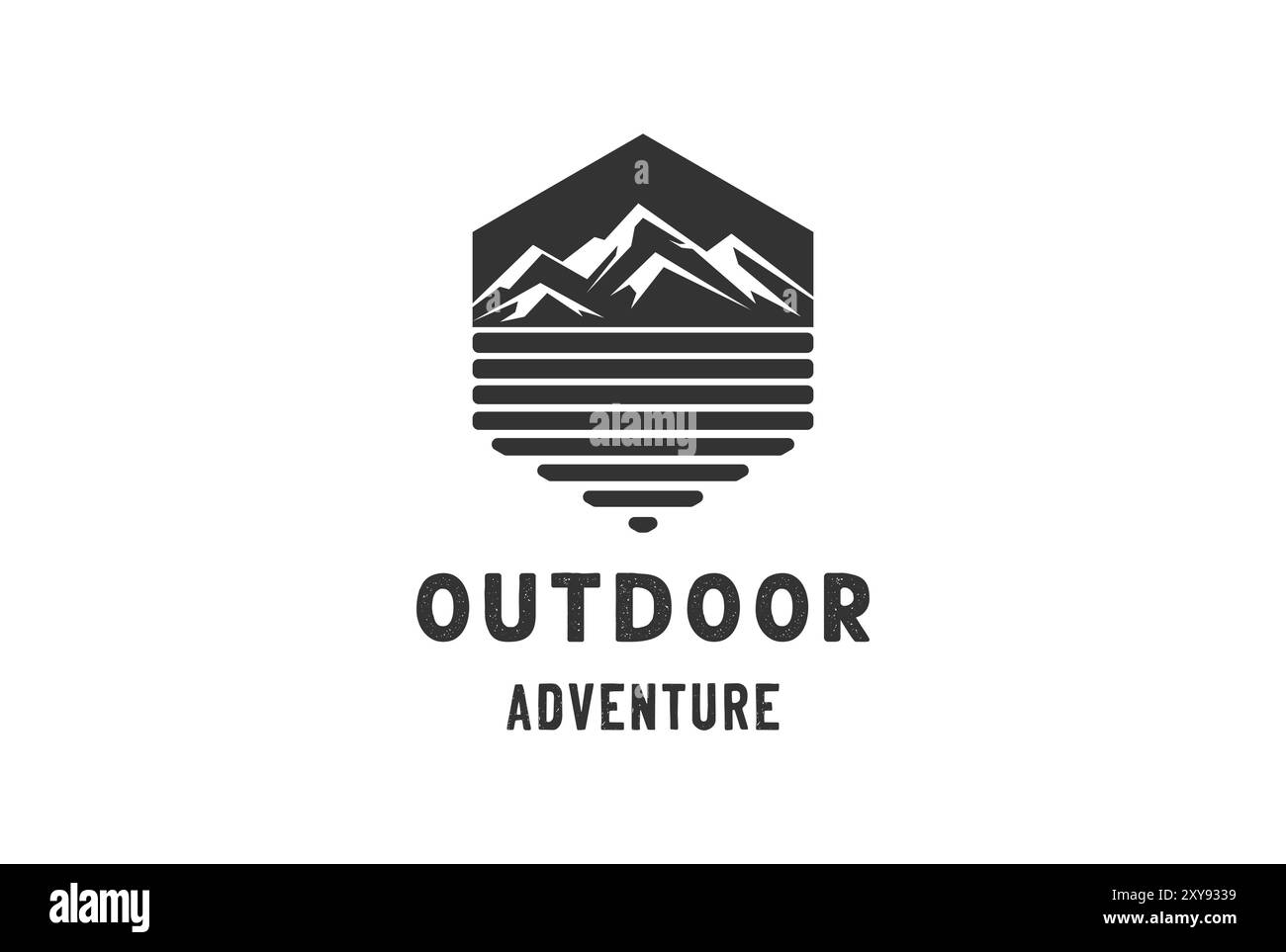 Hexagone Vintage Rocky ou Iceberg Ice Mountain Hill pour l'expédition extérieure Adventure badge logo Design Vector Illustration de Vecteur