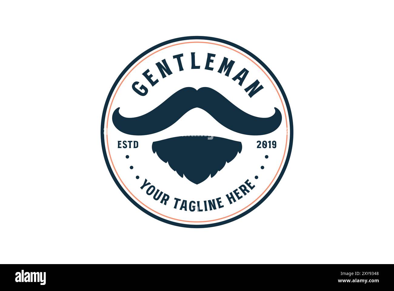 Vintage rétro moustache et barbe pour Gentlemen Barbershop Haircut logo Design Illustration de Vecteur