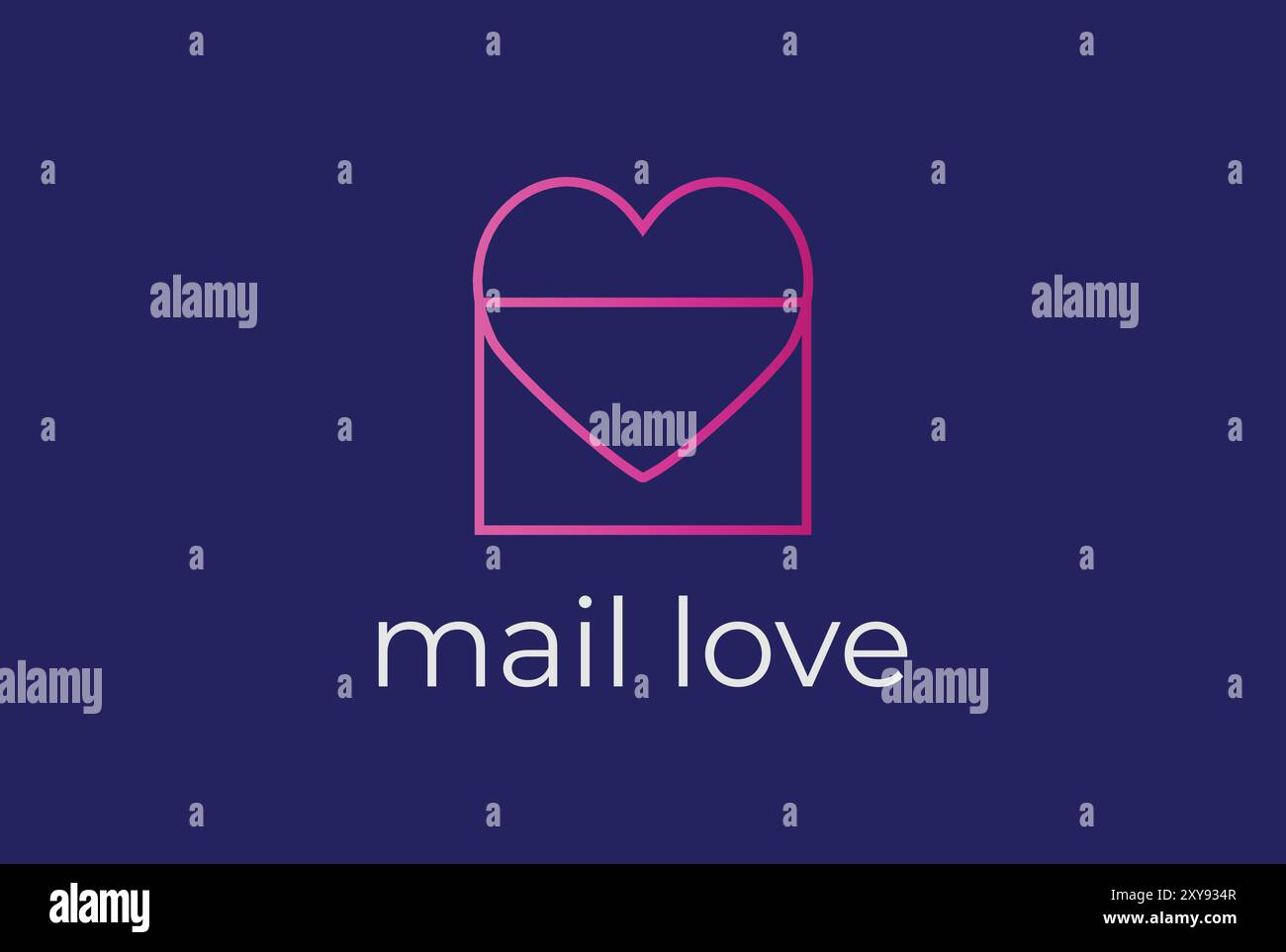 Lettre mail avec Heart Love Line Outline logo Design Vector Illustration de Vecteur