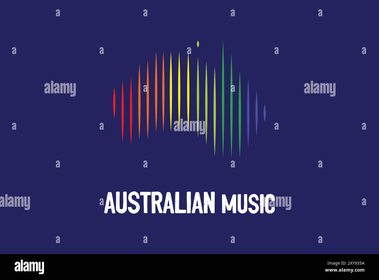 Music Bar Equalizer Wavefrom Shape Australian continent Map logo Design Illustration de Vecteur