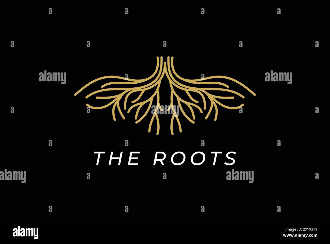 Simples racines d'or de luxe pour Family Tree Foundation Charity logo Design vecteur Illustration de Vecteur