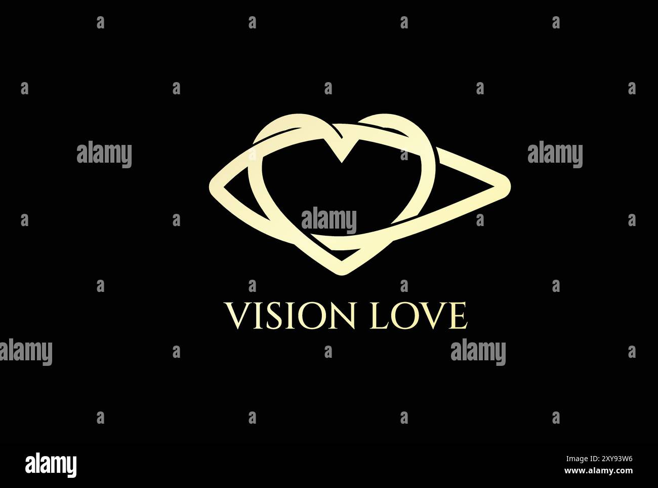 Élégant luxe Golden Love Heart Eye Vision Monogram icône illustration logo Illustration de Vecteur