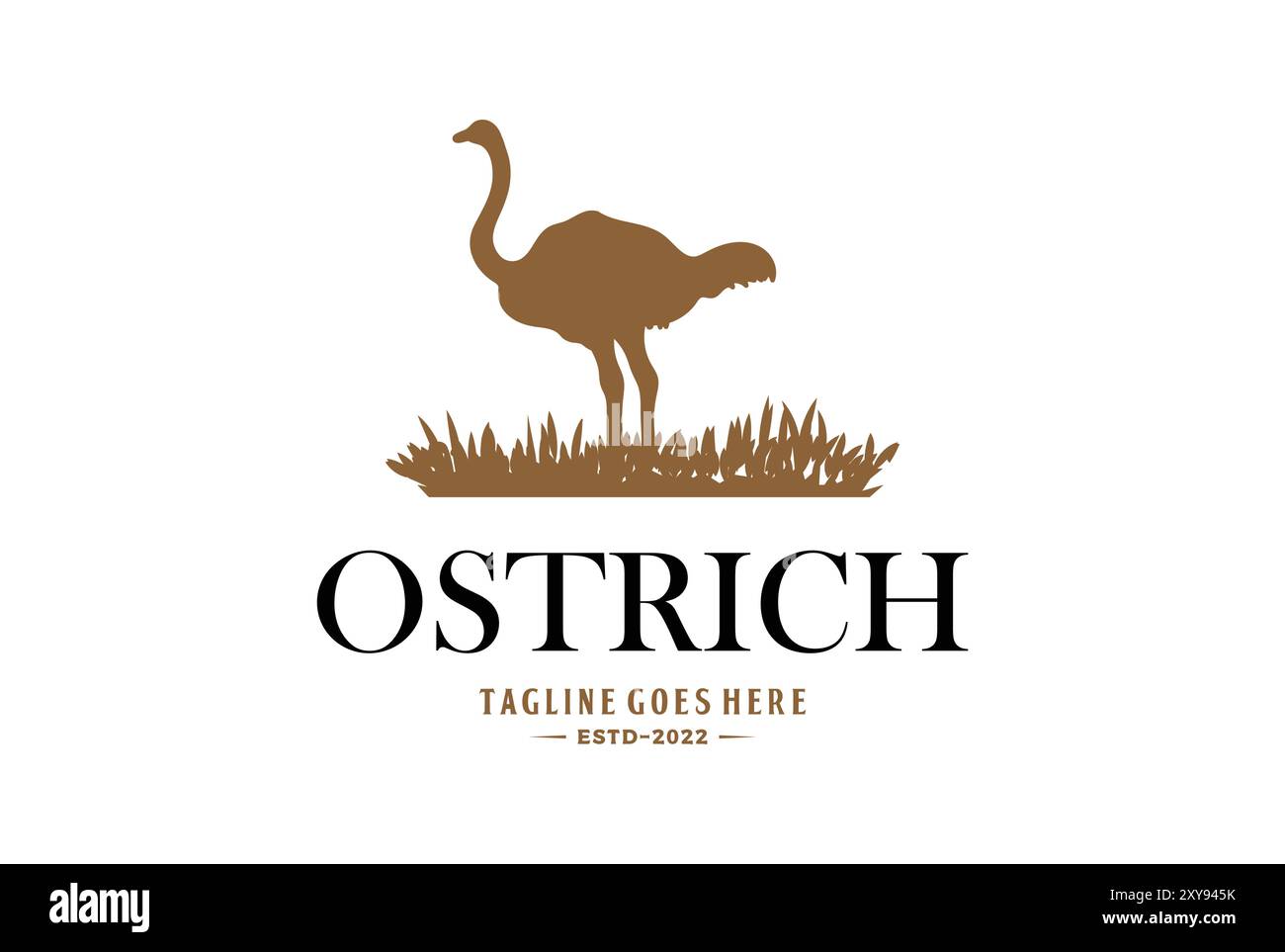 Silhouette d'autruche rétro vintage avec logo Grassland Illustration de Vecteur Silhouette d'autruche rétro vintage avec logo Grassland Illustration de Vecteur