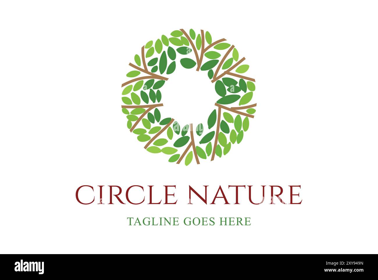 Branche circulaire d'arbre végétal à feuilles vertes pour nature Health Herb ou Environment logo Illustration de Vecteur