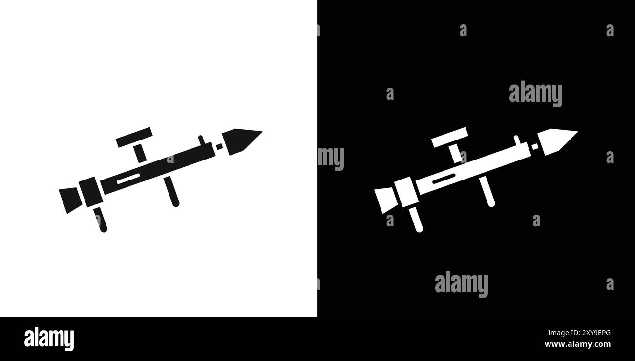 contour de vecteur de signe de logo d'icône de bazooka en couleur noire et blanche Illustration de Vecteur