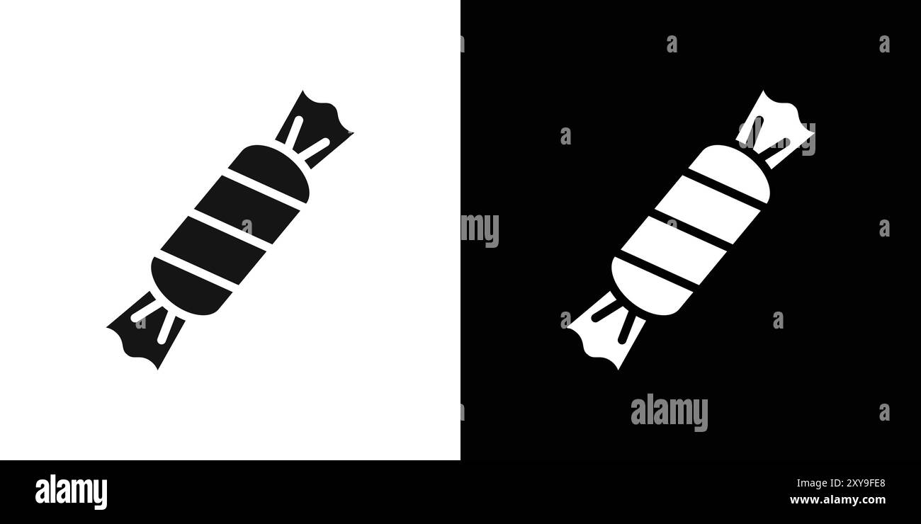 Contour de vecteur de signe de logo d'icône de bonbon en couleur noire et blanche Illustration de Vecteur