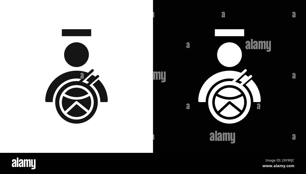 contour vectoriel de signe de logo d'icône de conducteur de voiture en couleur noire et blanche Illustration de Vecteur