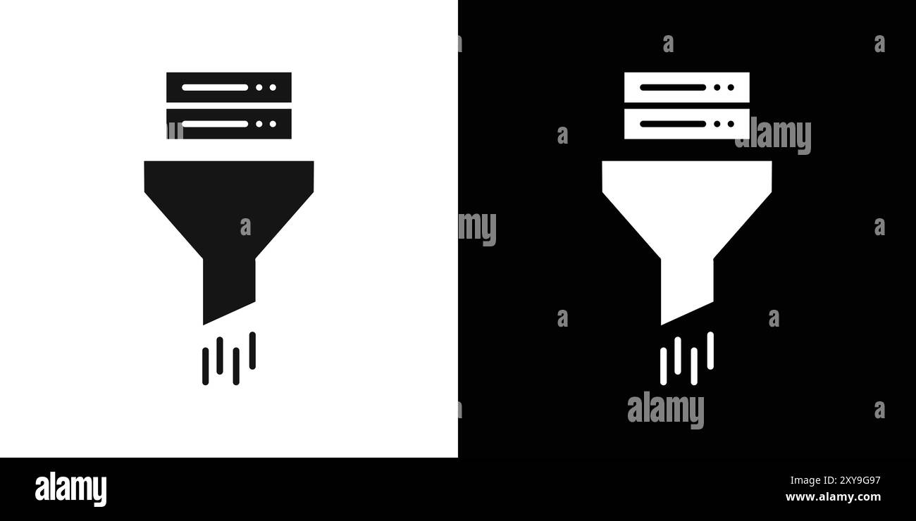Contour vectoriel de signe de logo d'icône de filtrage de données en noir et blanc Illustration de Vecteur