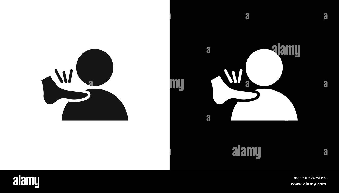 Contour de vecteur de signe de logo de kickboxer en couleur noire et blanche Illustration de Vecteur