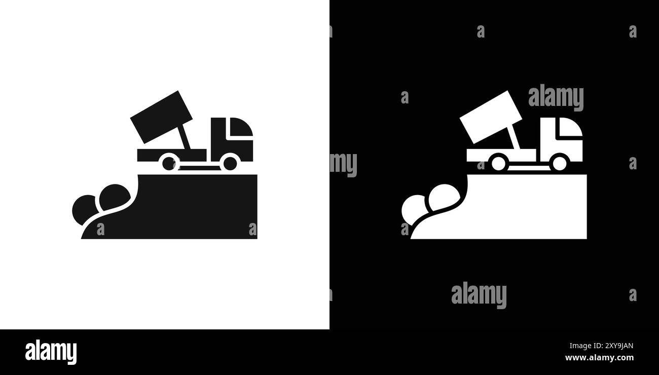 Contour de vecteur de signe de logo d'icône de site d'enfouissement en noir et blanc Illustration de Vecteur
