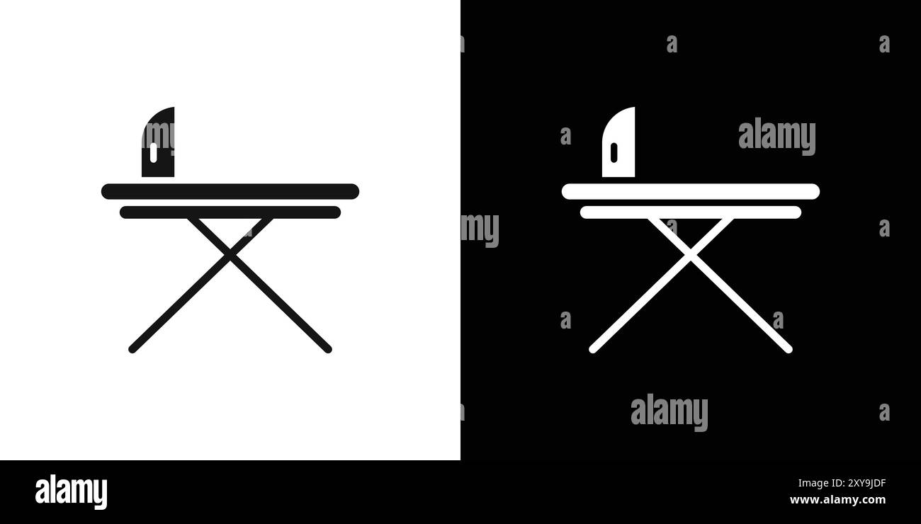 contour de vecteur de signe de logo d'icône de table à repasser en couleur noire et blanche Illustration de Vecteur