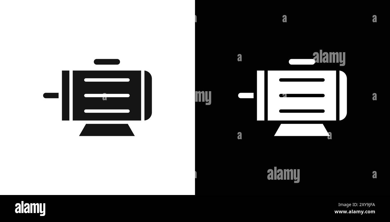 Contour de vecteur de signe de logo d'icône de moteur en couleur noir et blanc Illustration de Vecteur