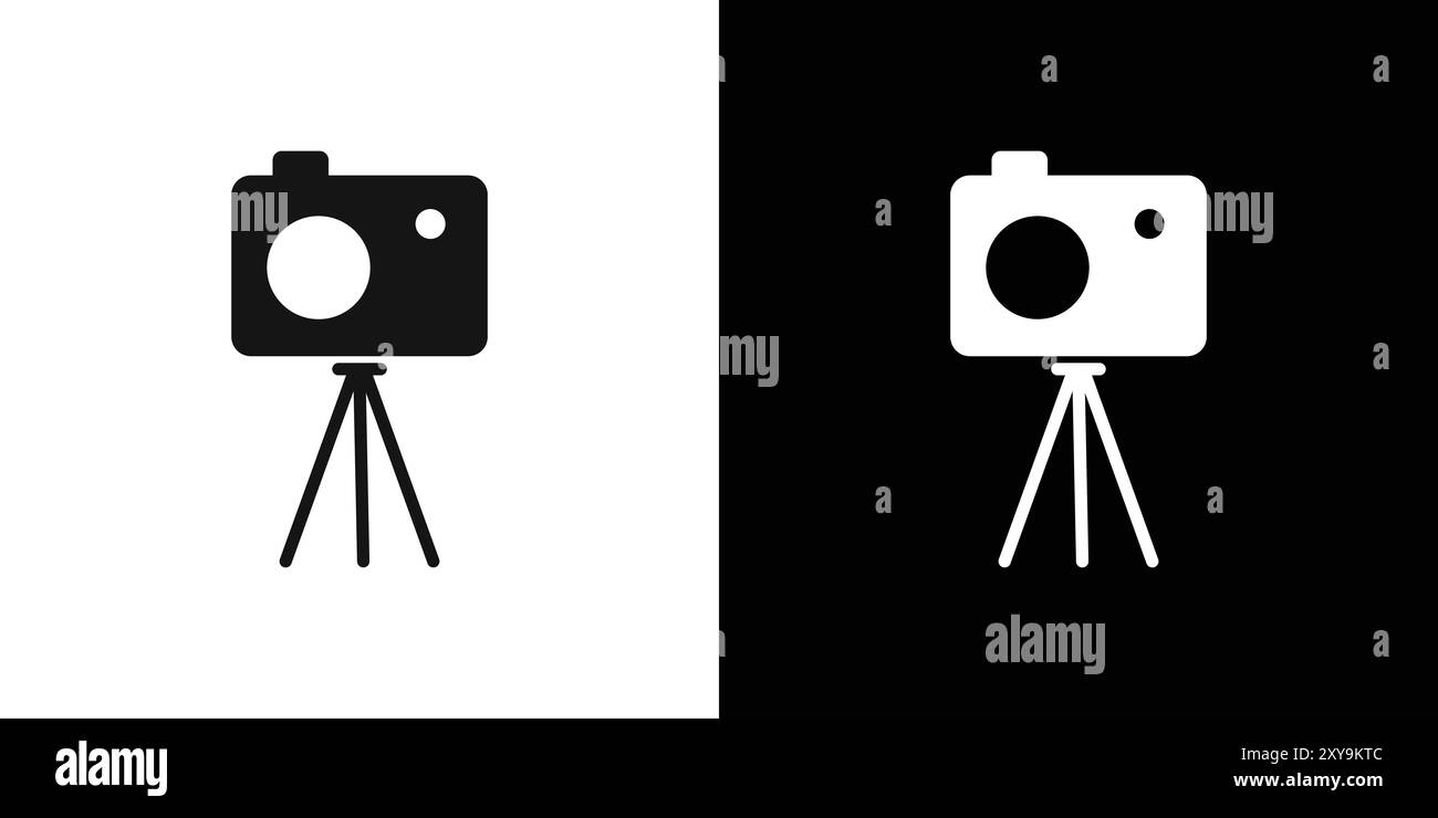 contour vectoriel de signe de logo d'icône de trépied en noir et blanc Illustration de Vecteur