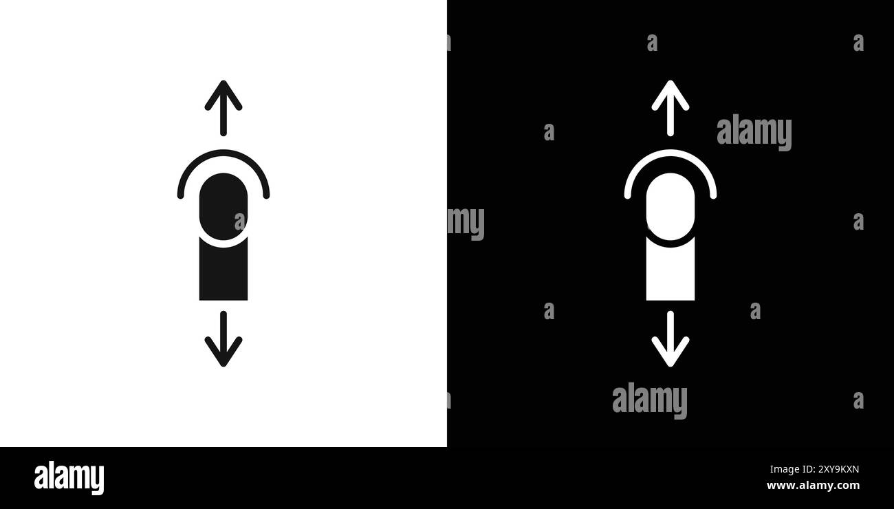 Contour vectoriel de signe de logo d'icône de glissement vertical en noir et blanc Illustration de Vecteur