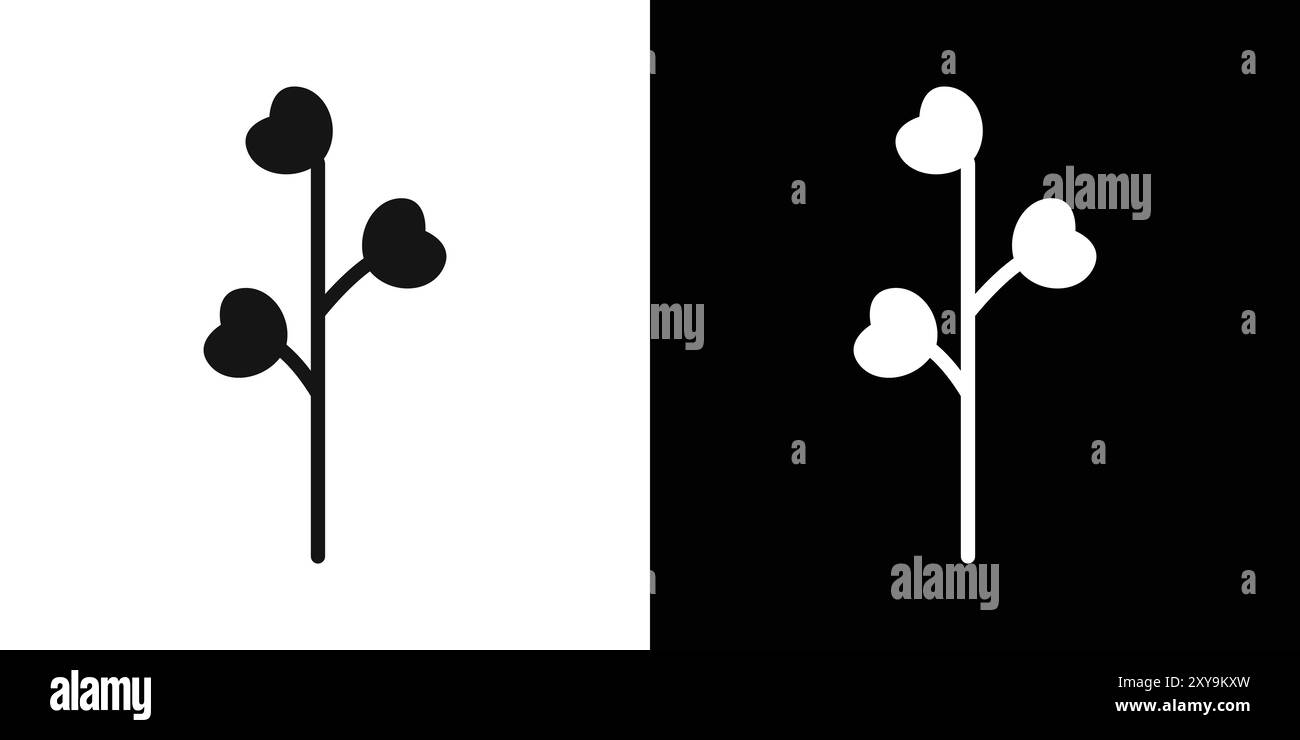 contour de vecteur de signe de logo d'icône de légume de cresson en noir et blanc Illustration de Vecteur