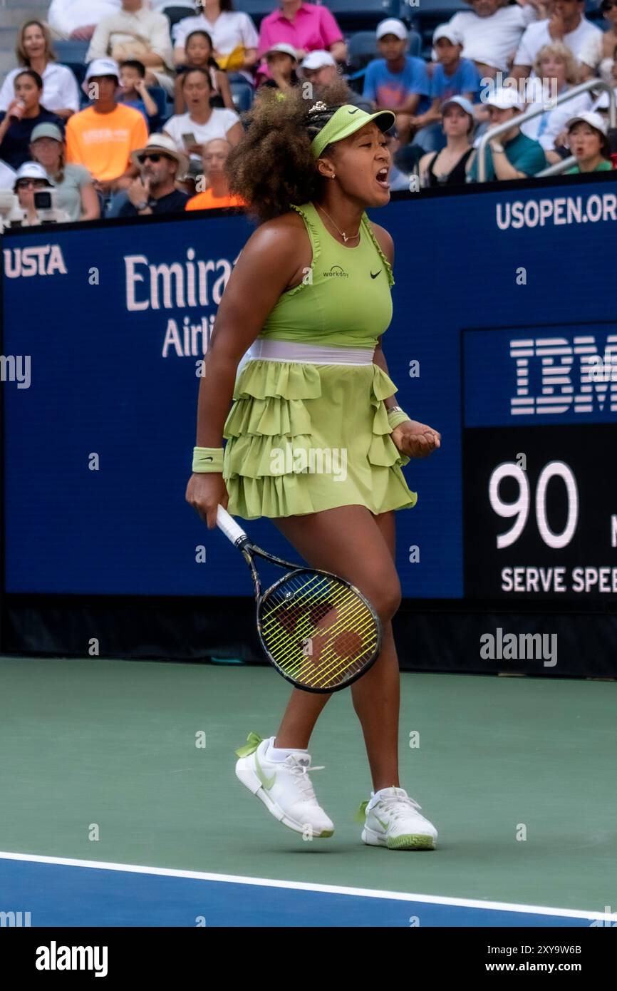 Naomi Osaka (JPN) participe à la première ronde de l'US Open de Tennis 2024. Banque D'Images
