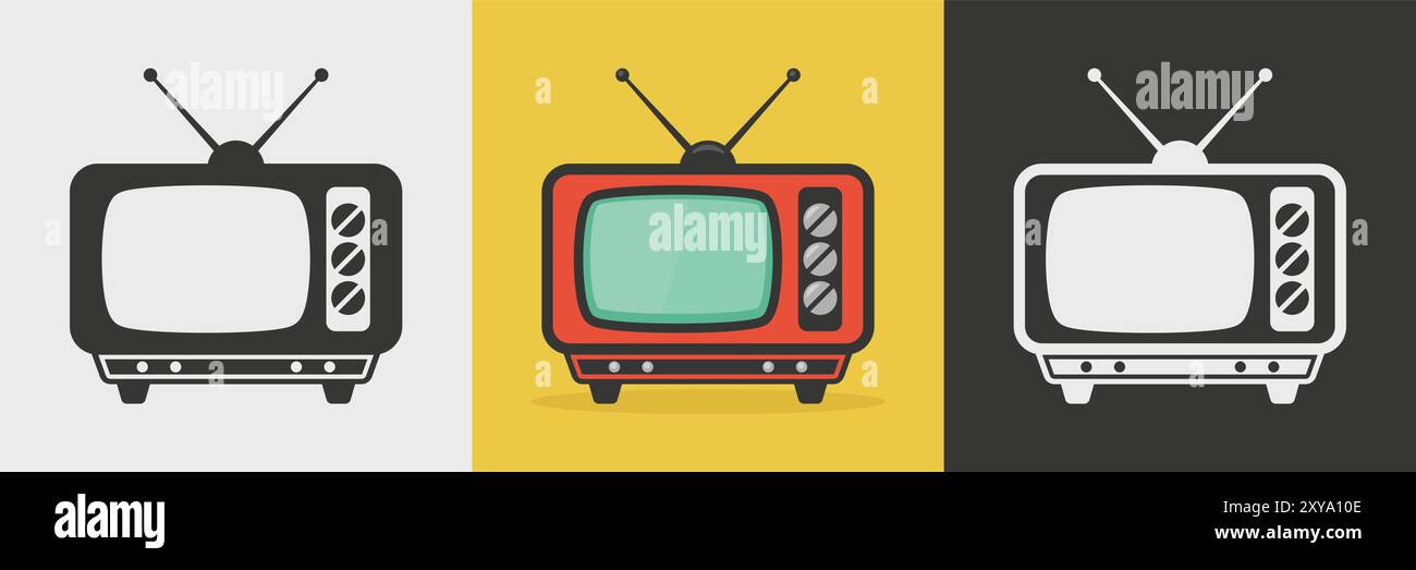 Icônes Vector Vintage TV. Modèle de conception de téléviseur vintage. Retro TV symbole pour le Web, logo, application, interface utilisateur. Illustration vectorielle Illustration de Vecteur