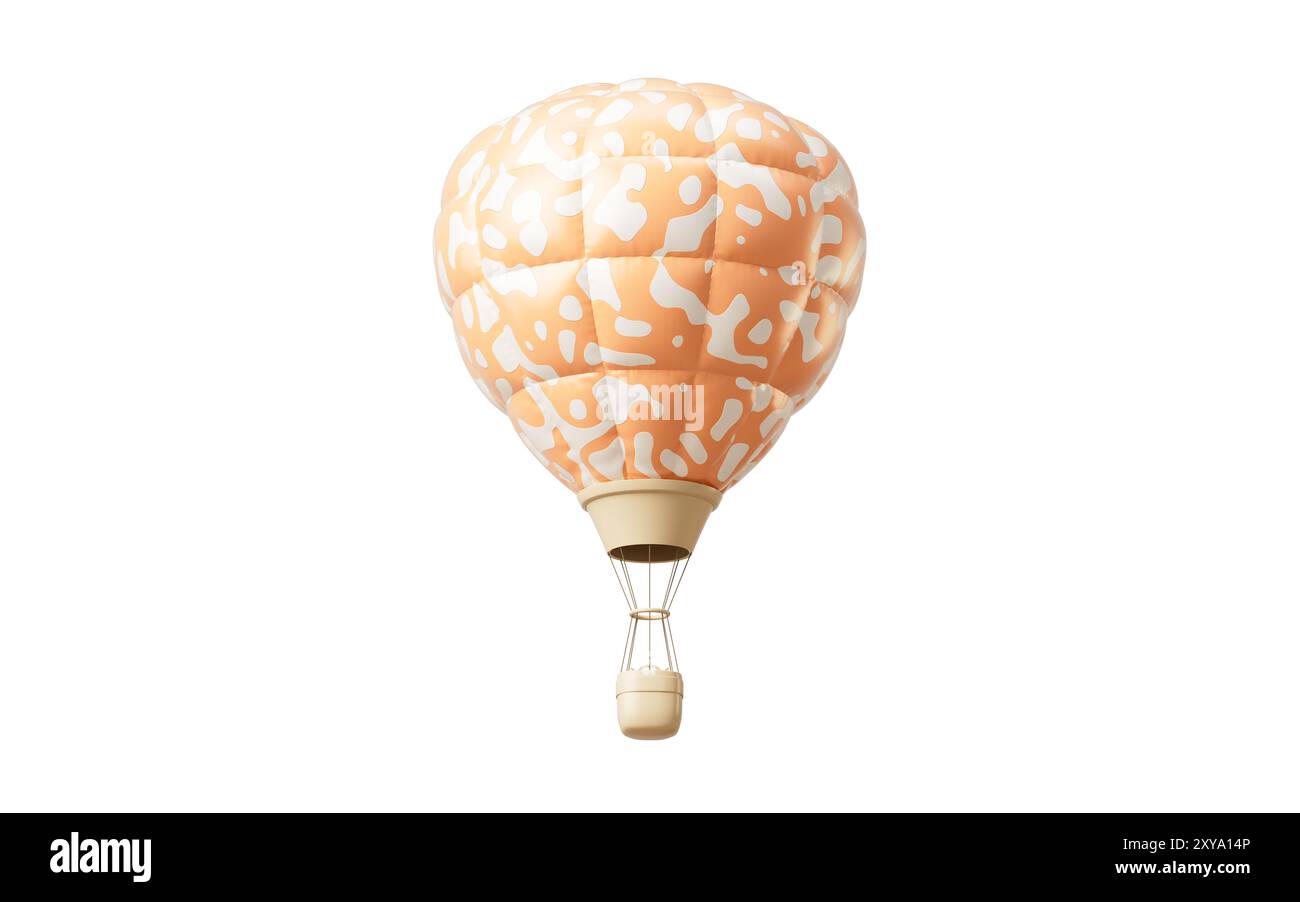 Ballon à air chaud gonflable avec style de dessin animé, rendu 3D. Illustration 3D. Banque D'Images