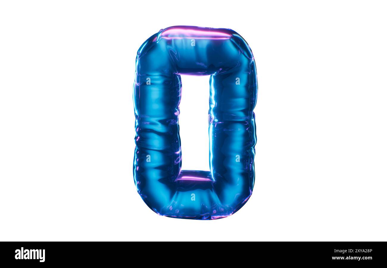Numéros de ballon doux avec des styles néon, rendu 3D. Illustration 3D. Banque D'Images