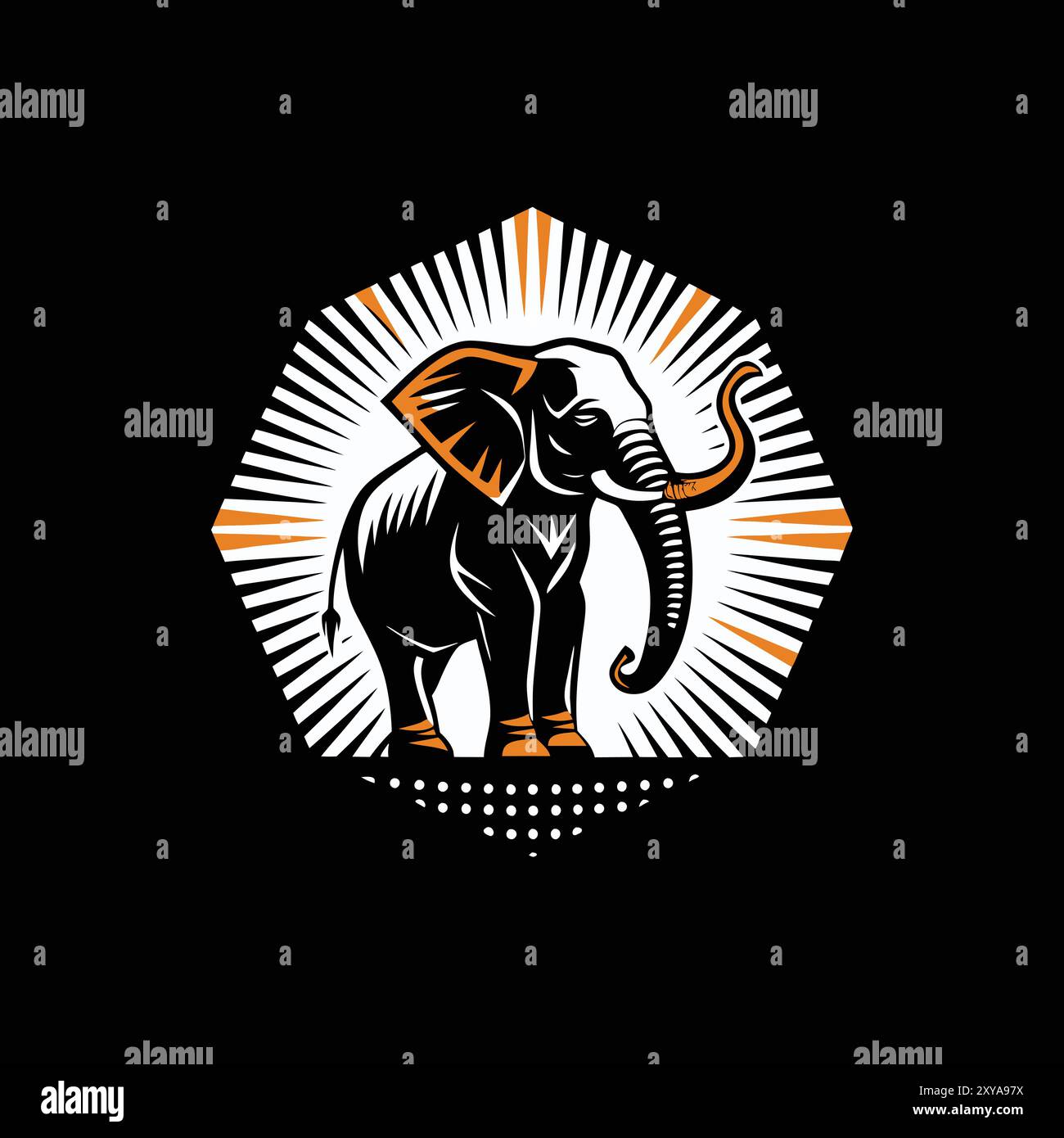 Tête d'éléphant isolée sur fond noir. Illustration vectorielle pour votre conception. Tête d'éléphant mascotte logo modèle vectoriel icône illustration design sur Illustration de Vecteur