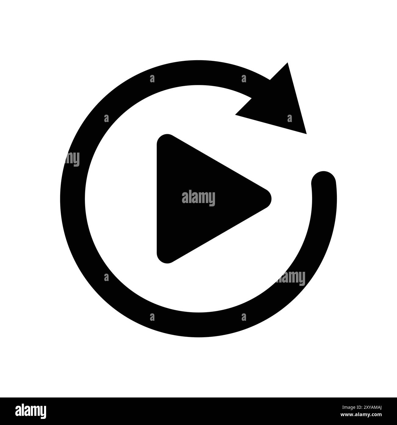 Icône Replay. Signe vectoriel de bouton de lecture de film vidéo. Conception plate. Symbole de lecture. Redémarrer. Répéter. Rafraîchissement de la musique. Flèche circulaire. Illustration de Vecteur