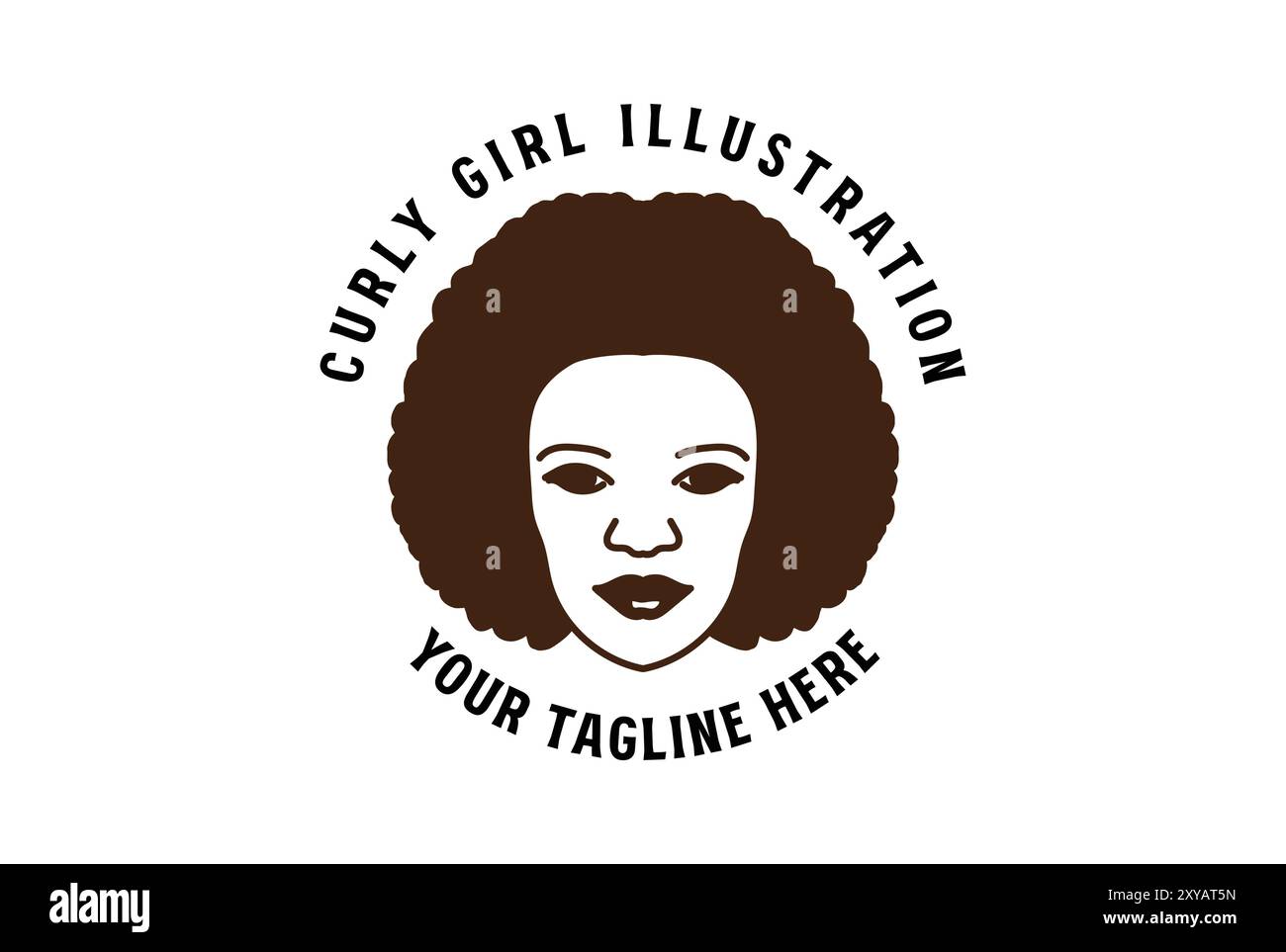 Beauté Curly Woman Girl Lady Female Hair face tête icône illustration vecteur Illustration de Vecteur