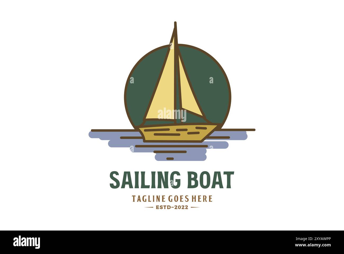 Bateau à voile minimaliste simple pour Ocean Nautical logo Illustration de Vecteur