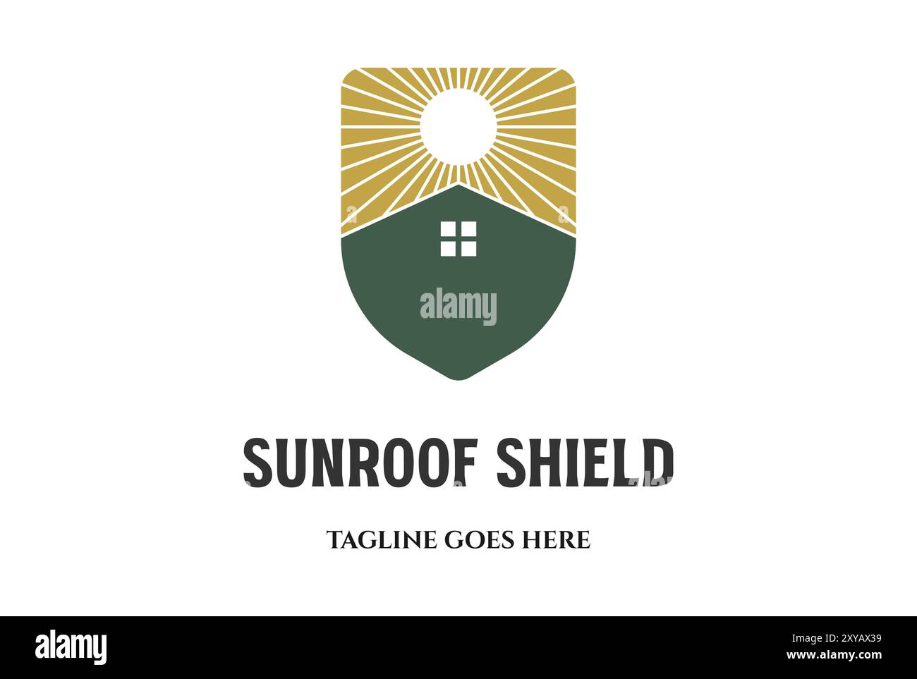 Sun Roof House Shield pour protéger ou protéger la conception du logo Illustration de Vecteur