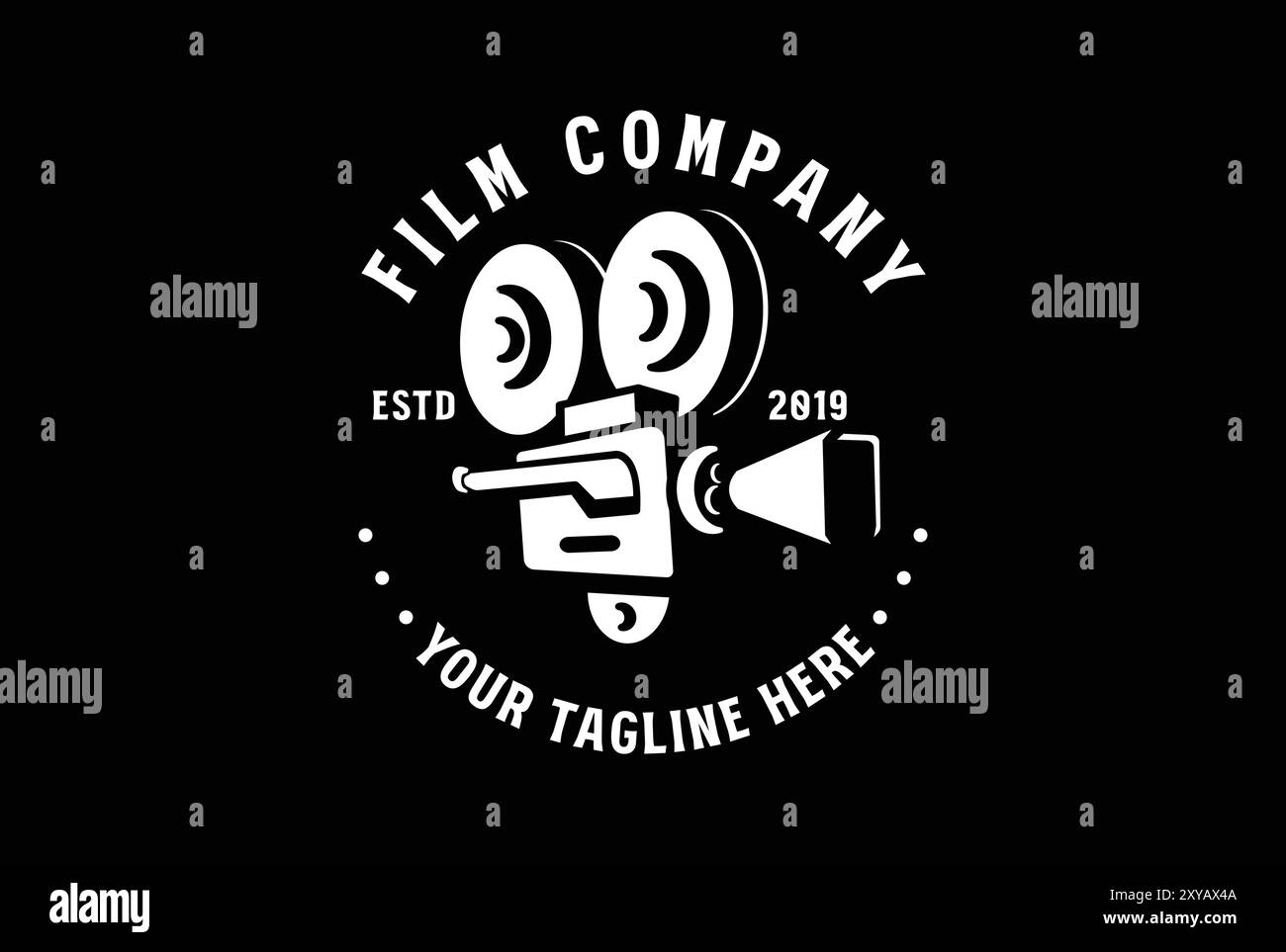 Hipster Retro Video Camera badge Emblem Label for Cinema Movie production logo Design Vector Illustration de Vecteur