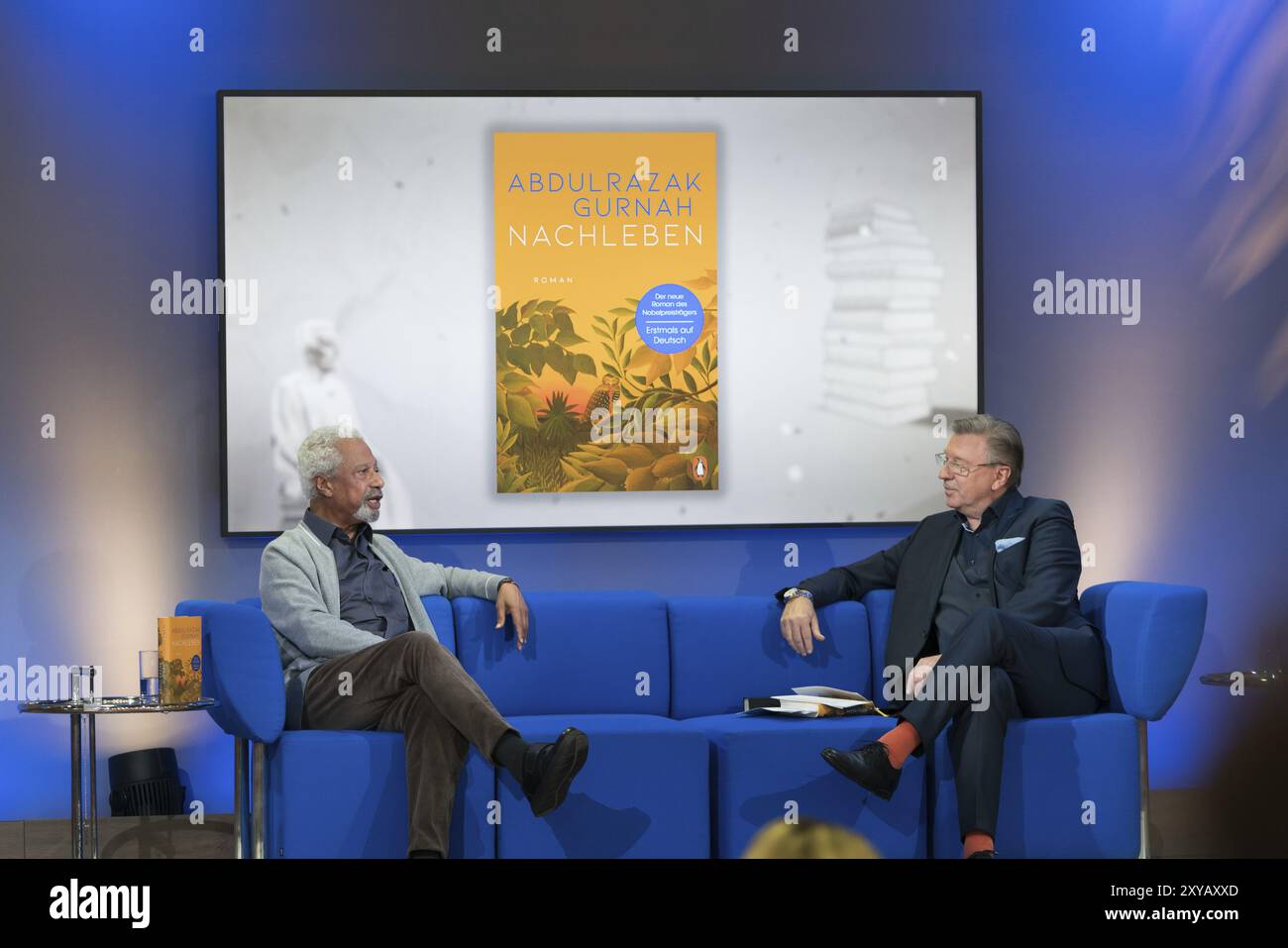 FRANCFORT-SUR-LE-MAIN, Allemagne, 21 octobre 2022 : Abdulrazak Gurnah (*1948), à la 74e Foire du livre de Francfort, Europe Banque D'Images