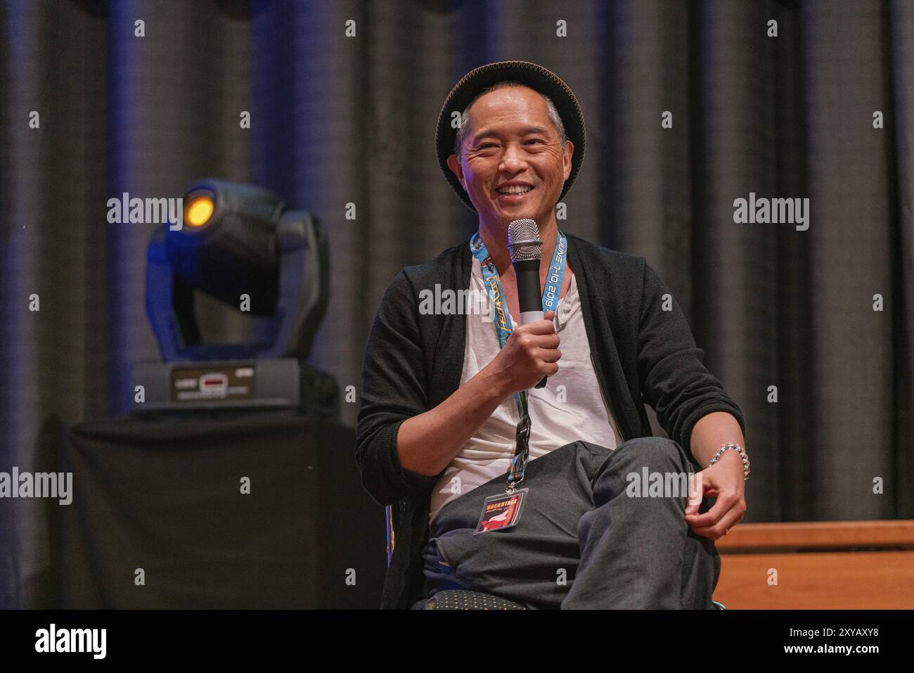 Bonn, Allemagne, 8 juin 2019 : Ken Leung (*1970, acteur américain, Star Wars, LOST) parle de ses expériences dans l'industrie cinématographique à FedCon 28, Europe Banque D'Images