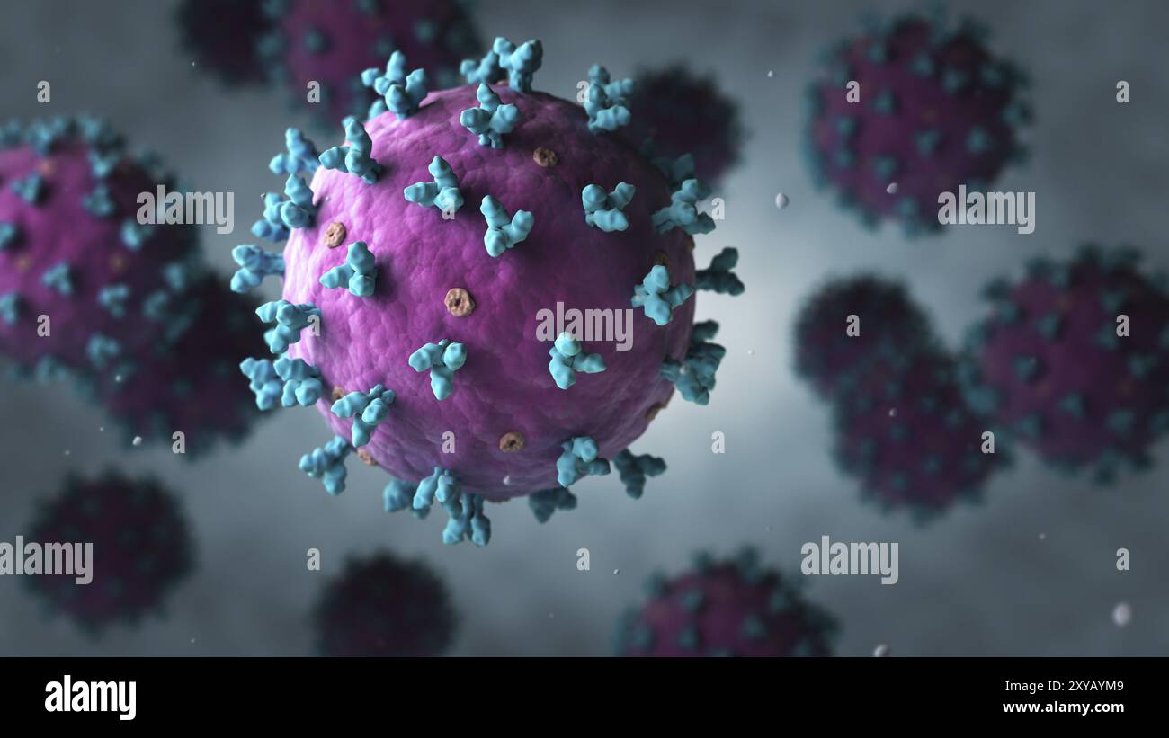 Illustration biomédicale d'un groupe de virus lassa flottant Banque D'Images