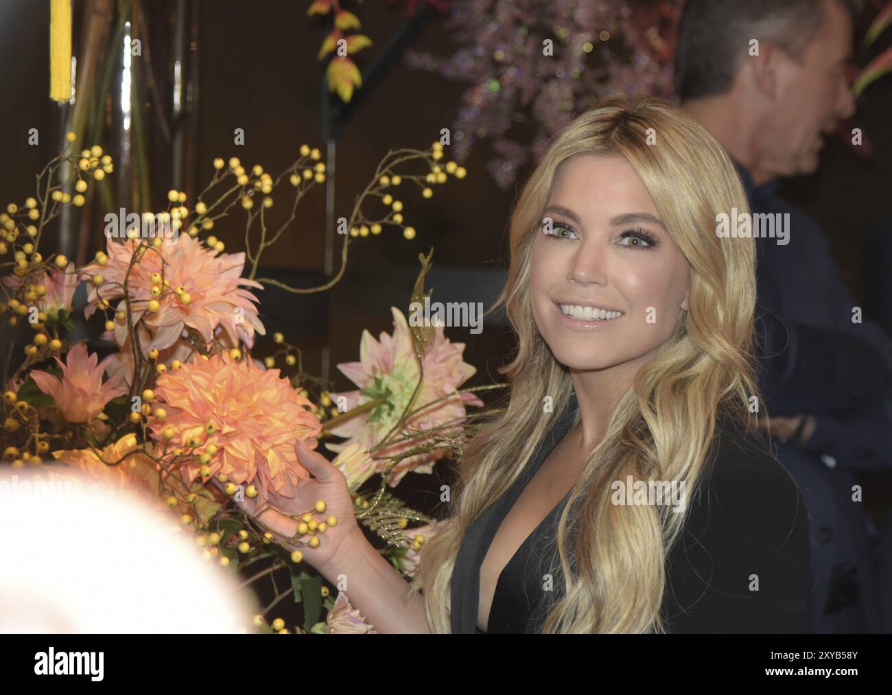 Francfort, Allemagne. 12 février 2018. AMBIENTE : Model Sylvie Meis (* 1978) visite le salon AMBIENTE 2018 des biens de consommation à Francfort-sur-le-main. Le nether Banque D'Images