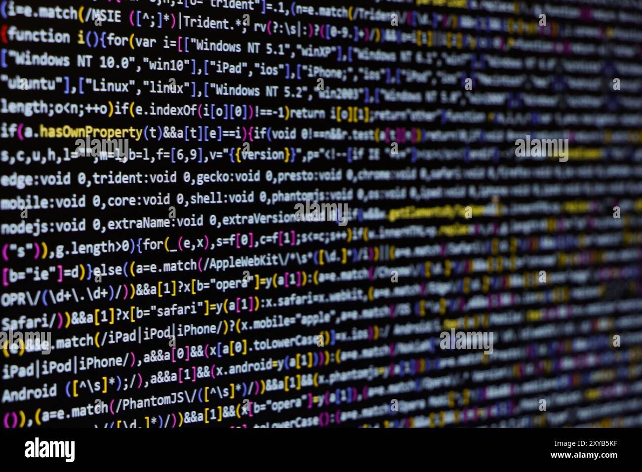 Écran de codage de programmation, écran de codage de développeur Web Banque D'Images