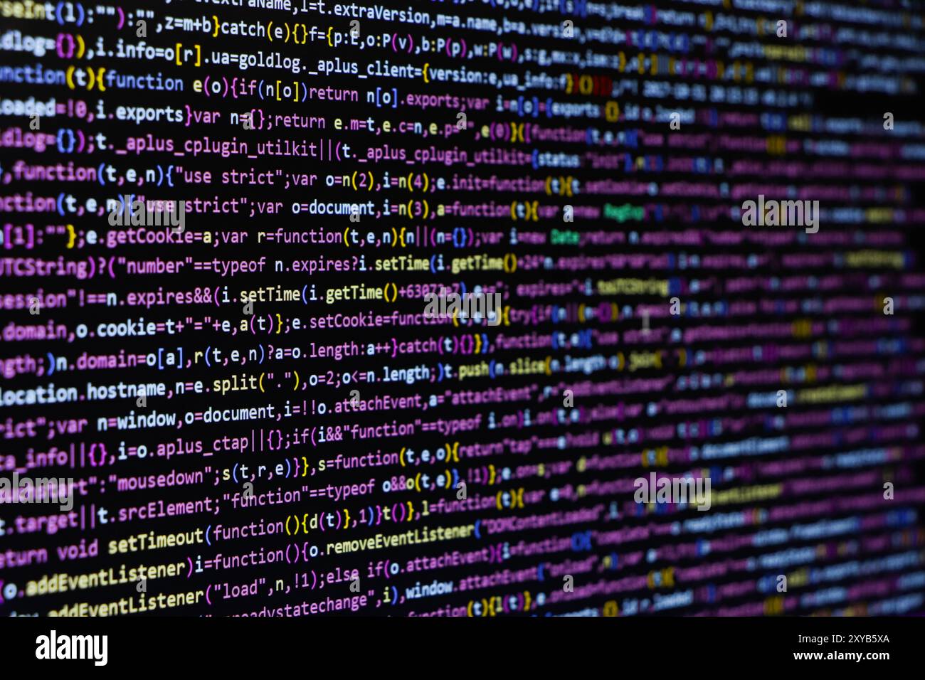 Écran de résumé du code de programmation du développeur de logiciel. Script d'ordinateur Banque D'Images