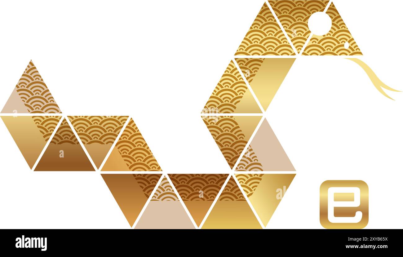 L'année du serpent vecteur Zodiaque illustration de symbole décorée avec des motifs vintage japonais. Kanji translation - le serpent. Illustration de Vecteur