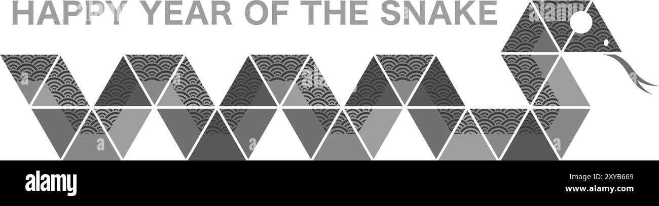 L'année du serpent vecteur Zodiaque illustration de symbole décorée avec des motifs vintage japonais isolés sur Un fond blanc. Illustration de Vecteur