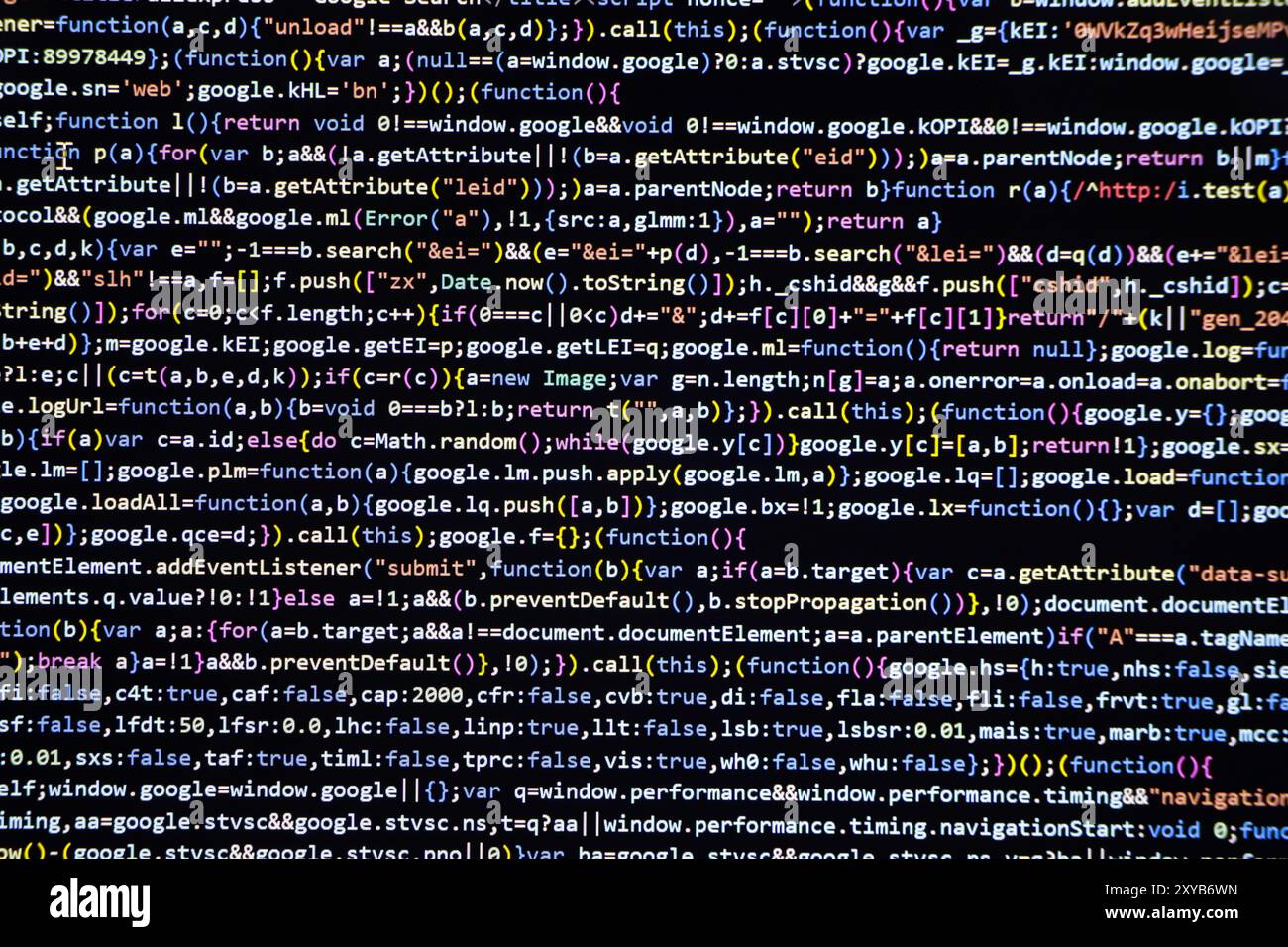 Code source du logiciel. Code de programmation. Code de programmation sur l'écran de l'ordinateur. Développeur travaillant sur des codes de programme dans le bureau. Code source Banque D'Images
